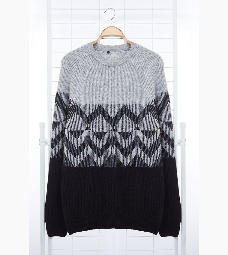 Ethnic Patterned Knitted Sweater