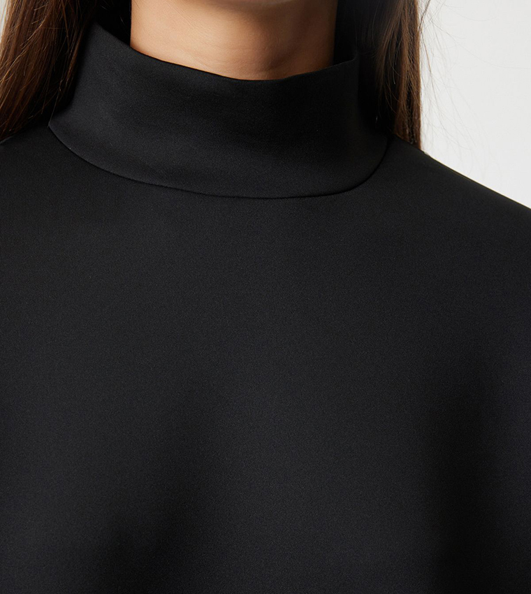 Buy Trendyol Mock Neck Oversized Sweatshirt In Black | 6thStreet UAE