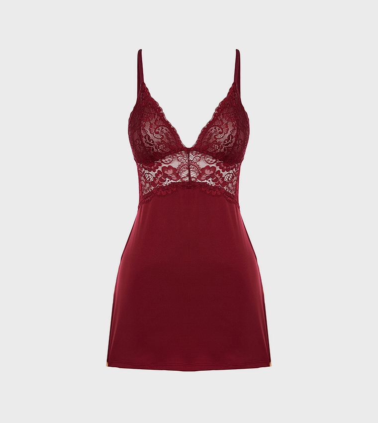Lace and Slit Detail Rope Strappy Fantasy Nightdress