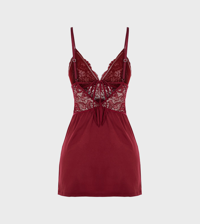 Lace and Slit Detail Rope Strappy Fantasy Nightdress