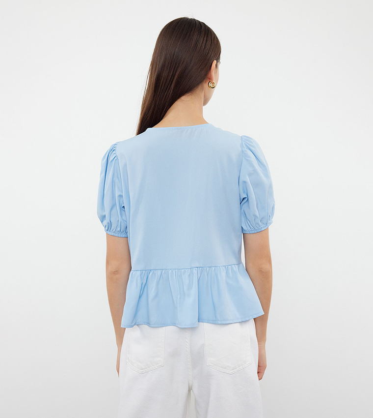 Short Sleeves Tie Crop Shirt