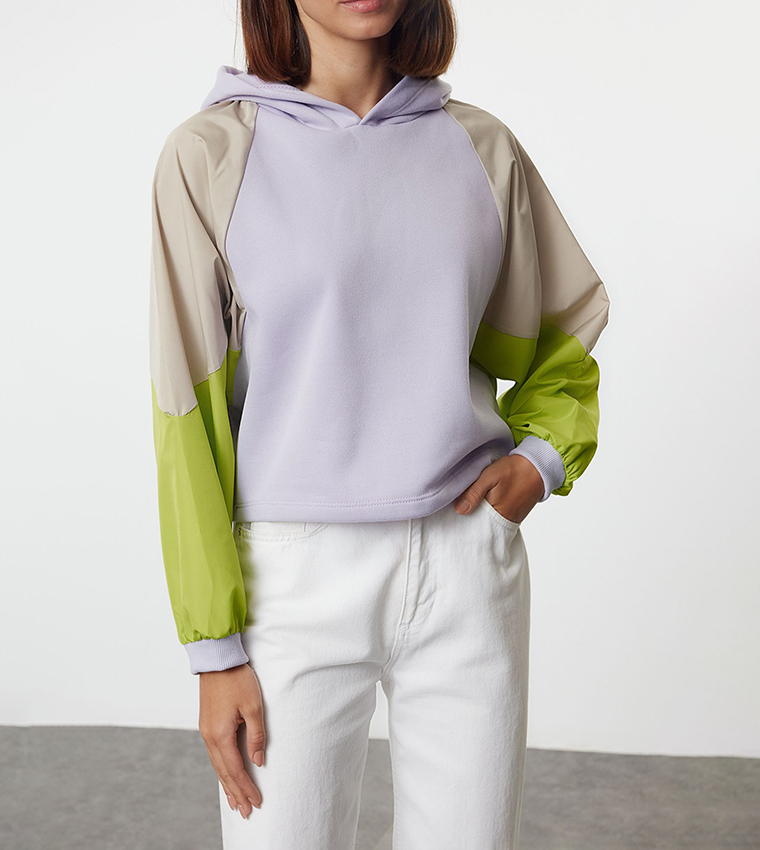 Buy Trendyol Color Block Long Sleeves Hoodie In Multiple Colors