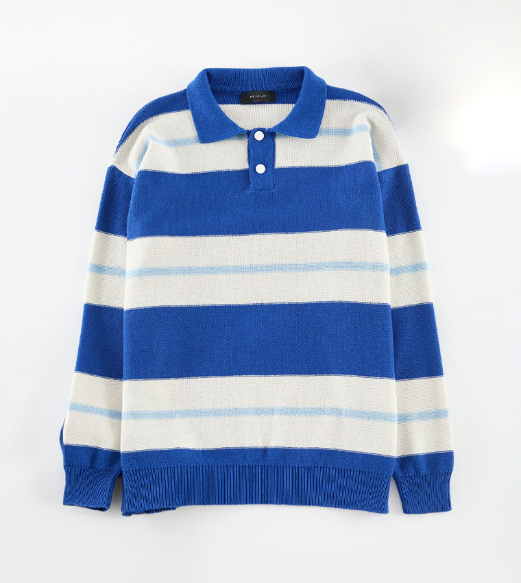 Color Block Oversized Polo Neck Sweater