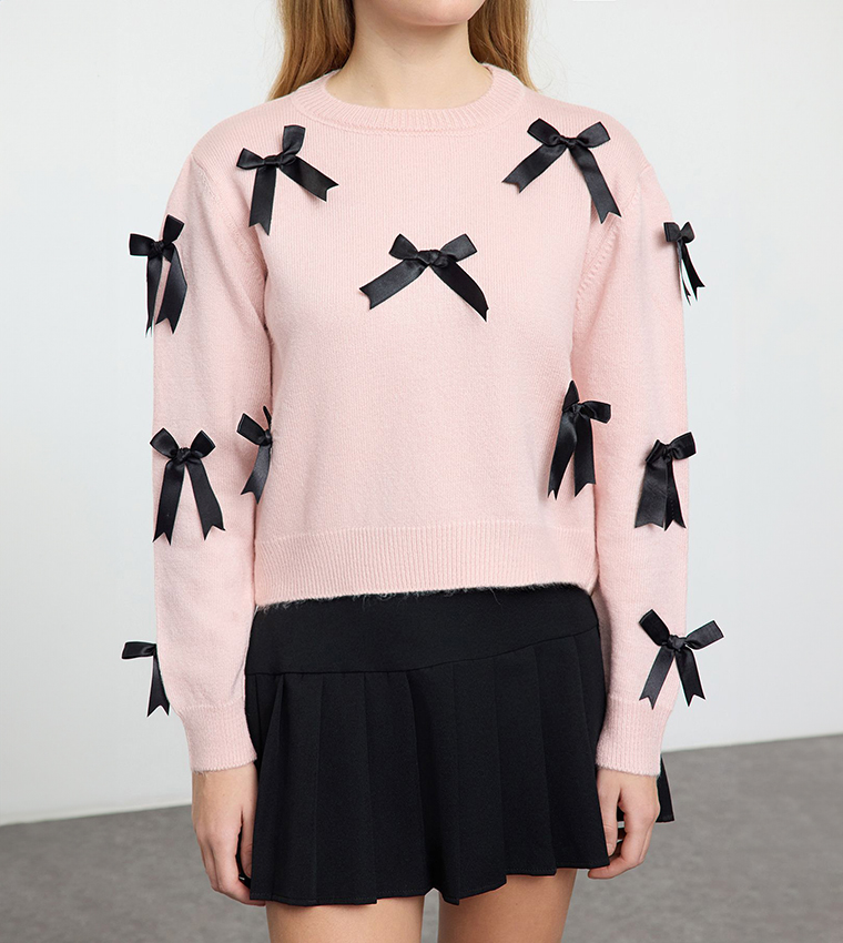 Bow Detail Knitted Sweater