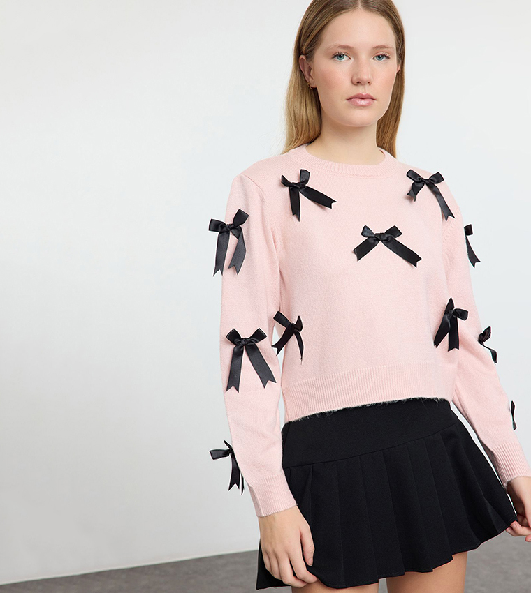 Bow Detail Knitted Sweater