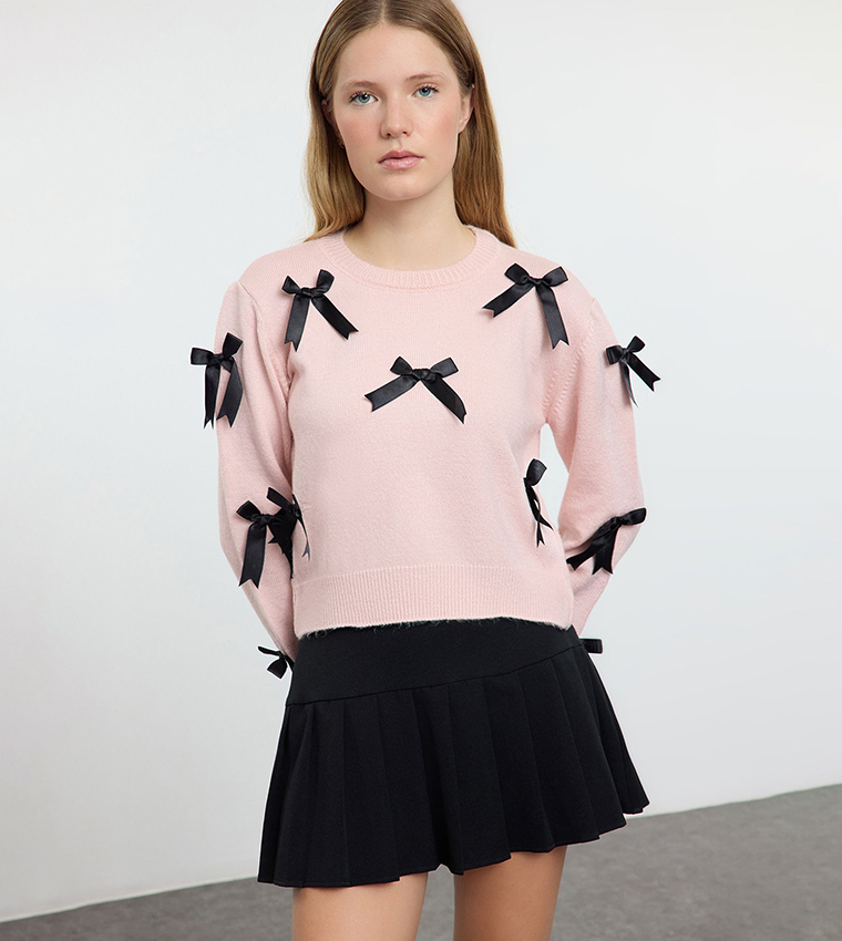 Bow Detail Knitted Sweater