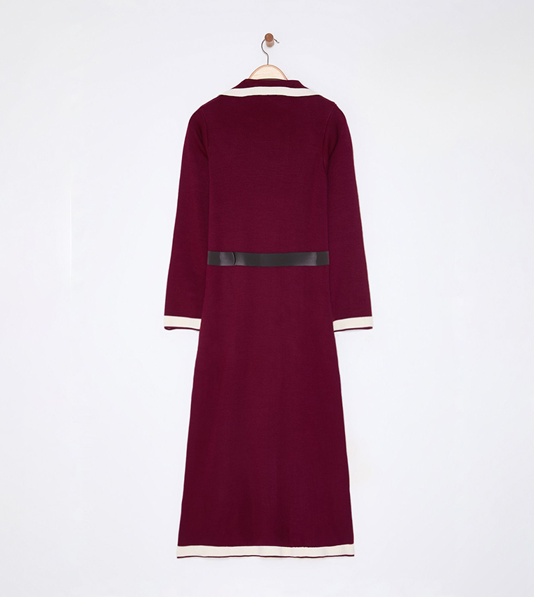 Buy Trendyol Contrast Trim Knitted Midi Dress In Burgundy | 6thstreet Bahrain Buy Trendyol Contrast Trim Knitted Midi Dress In Burgundy | 6thstreet Bahrain