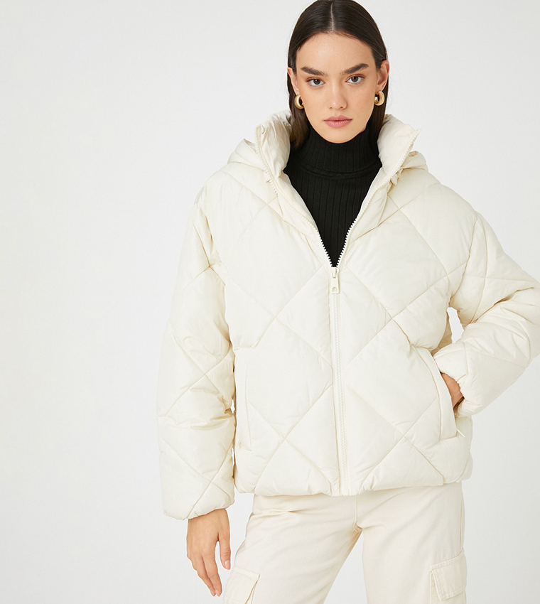 Buy Koton Hooded Oversized Puffer Jacket In Ecru | 6thStreet Qatar