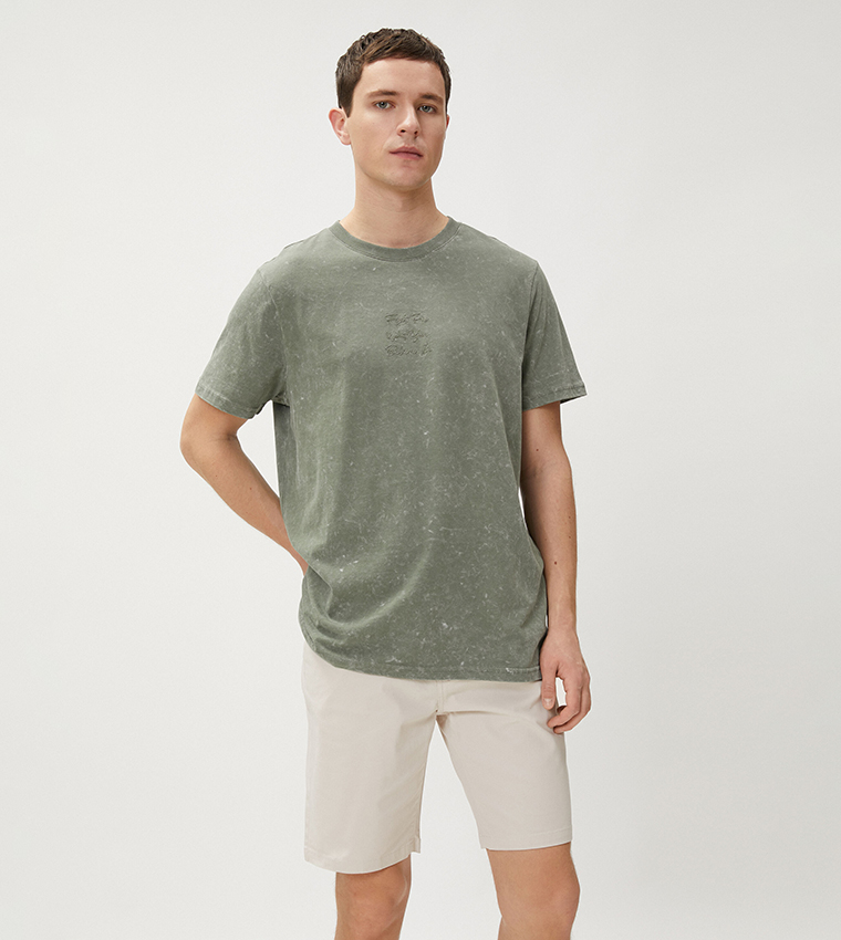 Solid Button Closure Shorts