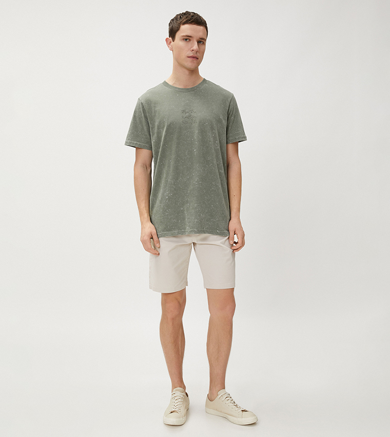 Solid Button Closure Shorts