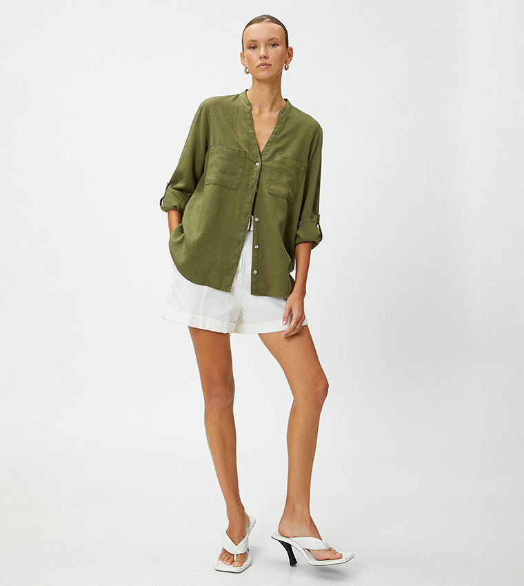 Linen Blended Long Sleeves Shirt
