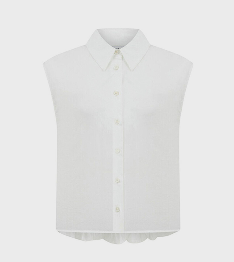 Solid Sleeveless Cropped Shirt