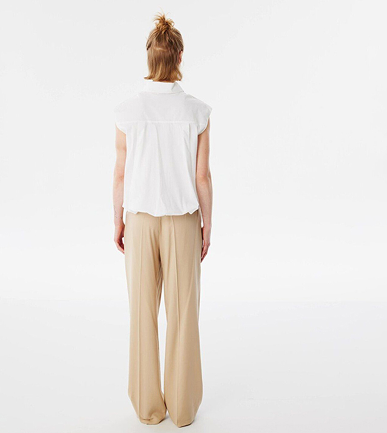 Solid Sleeveless Cropped Shirt