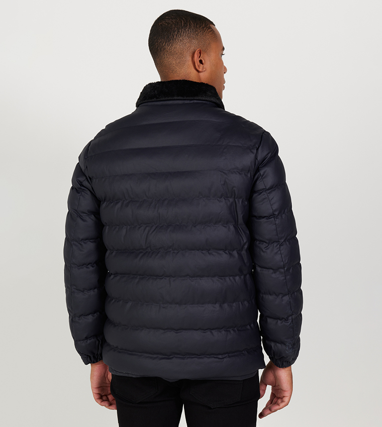 Buy ALTINYILDIZ CLASSICS Collared Puffer Jacket In NAVY BLUE