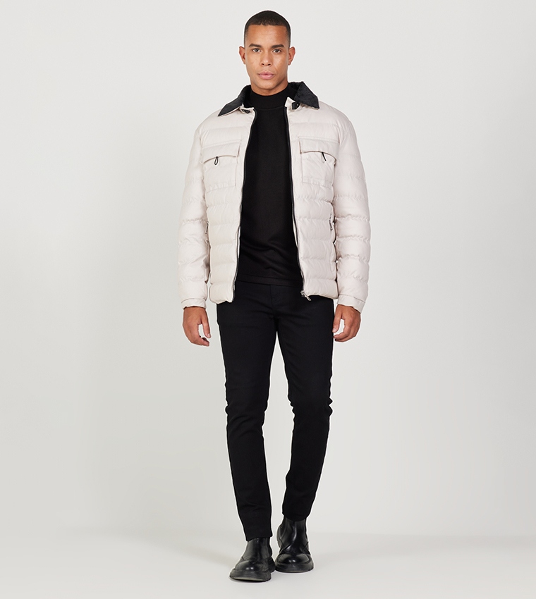 Buy ALTINYILDIZ CLASSICS Contrast Collar Zip Through Puffer