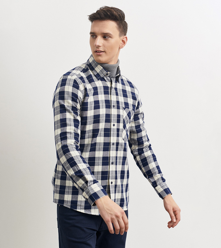 Plaid Slim Fit 100% Cotton Shirt