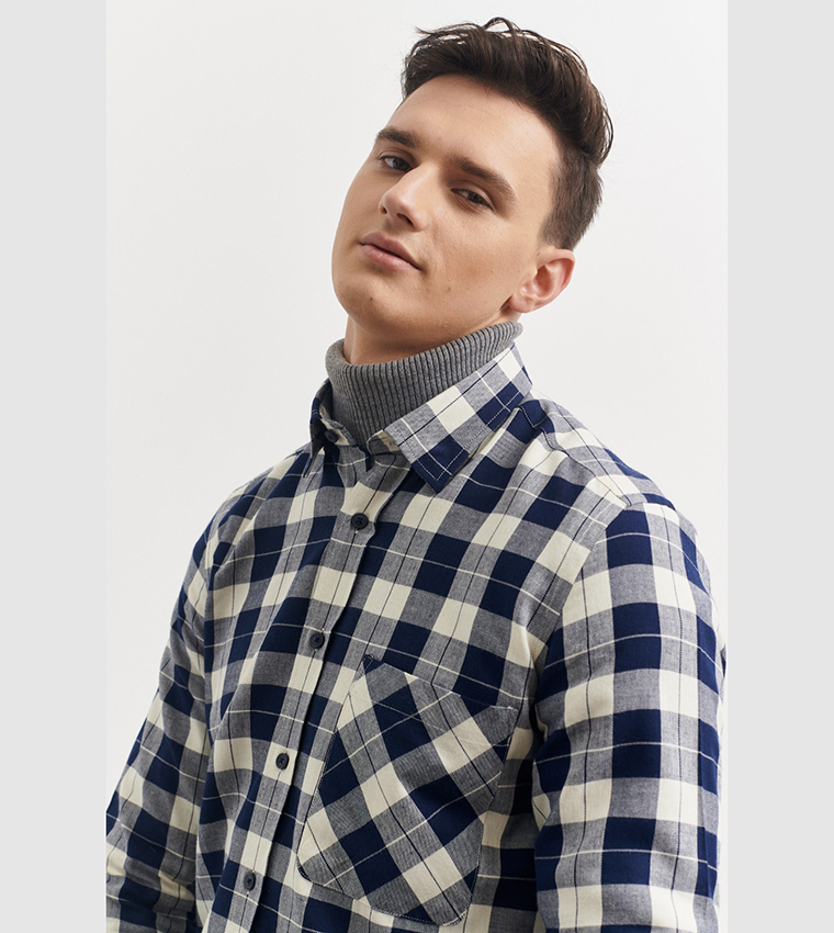 Plaid Slim Fit 100% Cotton Shirt