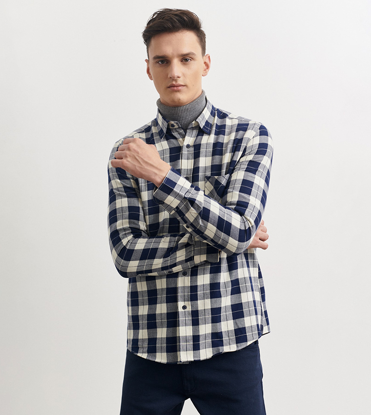 Plaid Slim Fit 100% Cotton Shirt