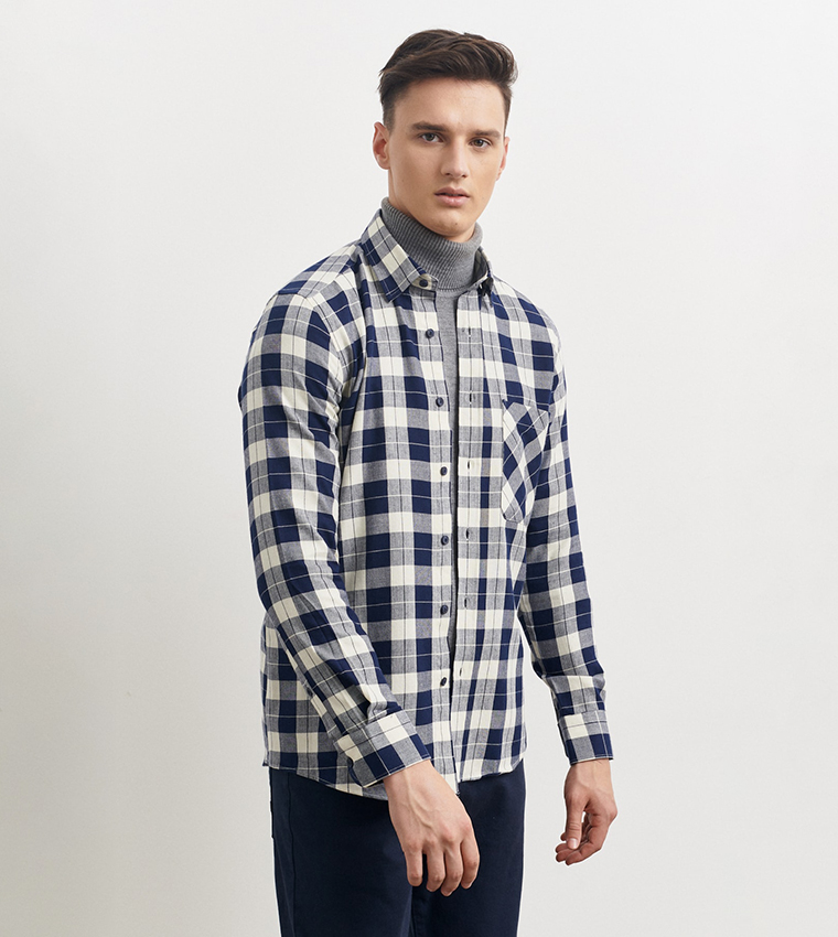 Plaid Slim Fit 100% Cotton Shirt