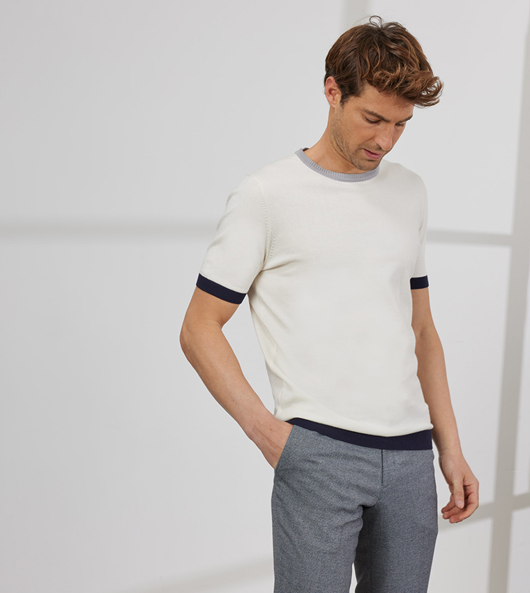 Contrast Trim Crewneck T-Shirt