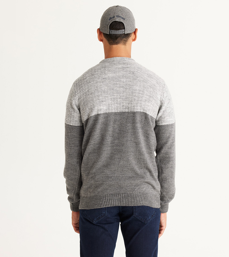 Color Block Crew Neck Sweater