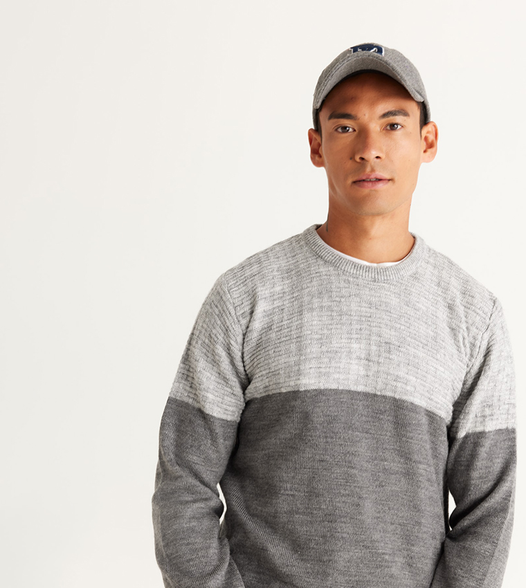 Color Block Crew Neck Sweater
