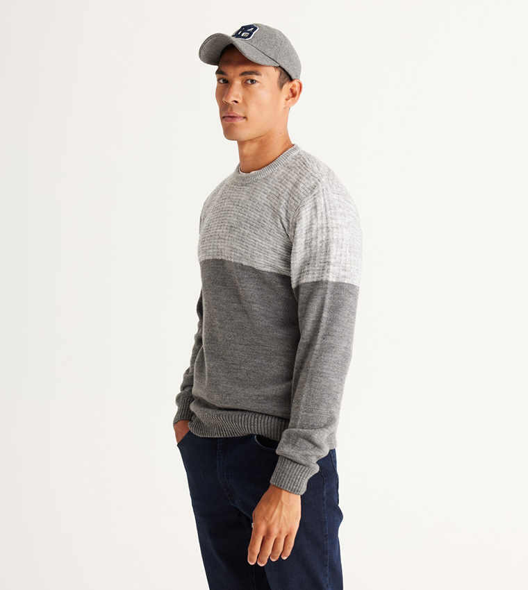 Color Block Crew Neck Sweater