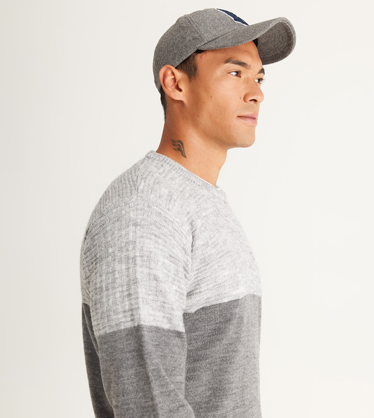 Color Block Crew Neck Sweater