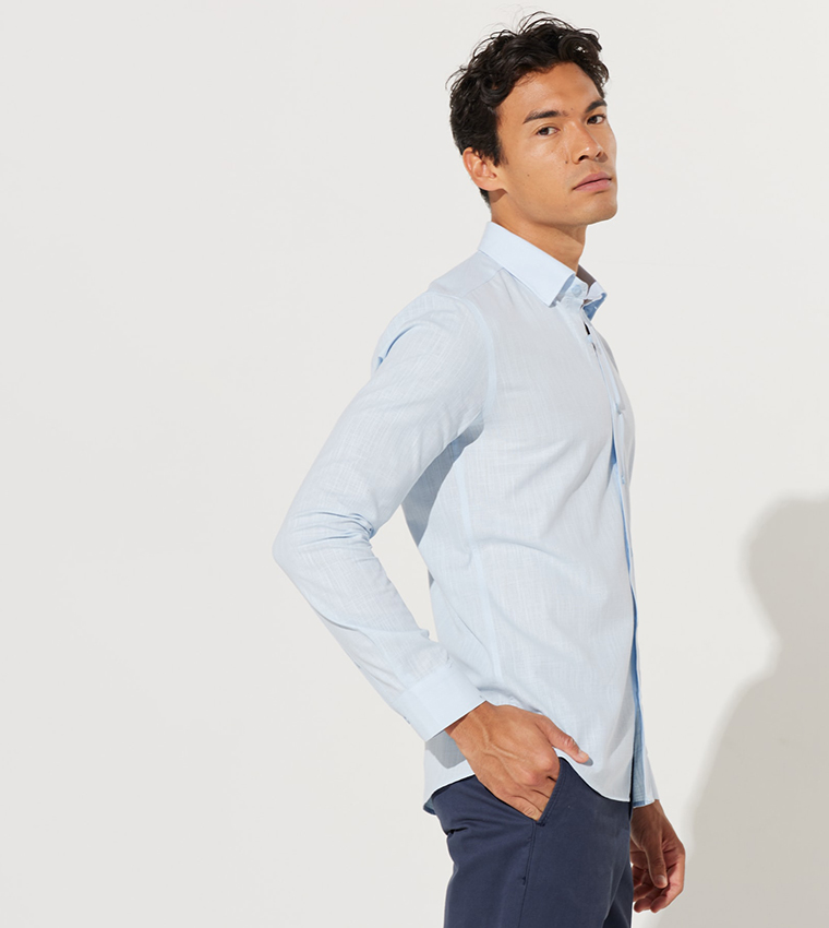 قميص أكسفورد قطني ١٠٠٪ بقصة ضيقة 