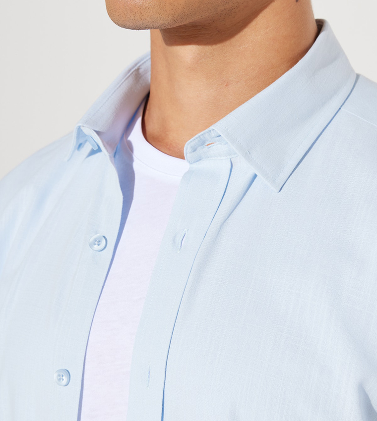 قميص أكسفورد قطني ١٠٠٪ بقصة ضيقة 