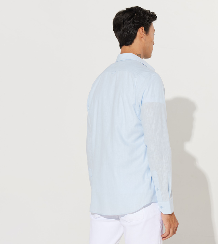 قميص أكسفورد قطني ١٠٠٪ بقصة ضيقة 