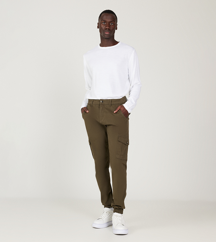 Mid Rise Slim Fit Cargo Joggers