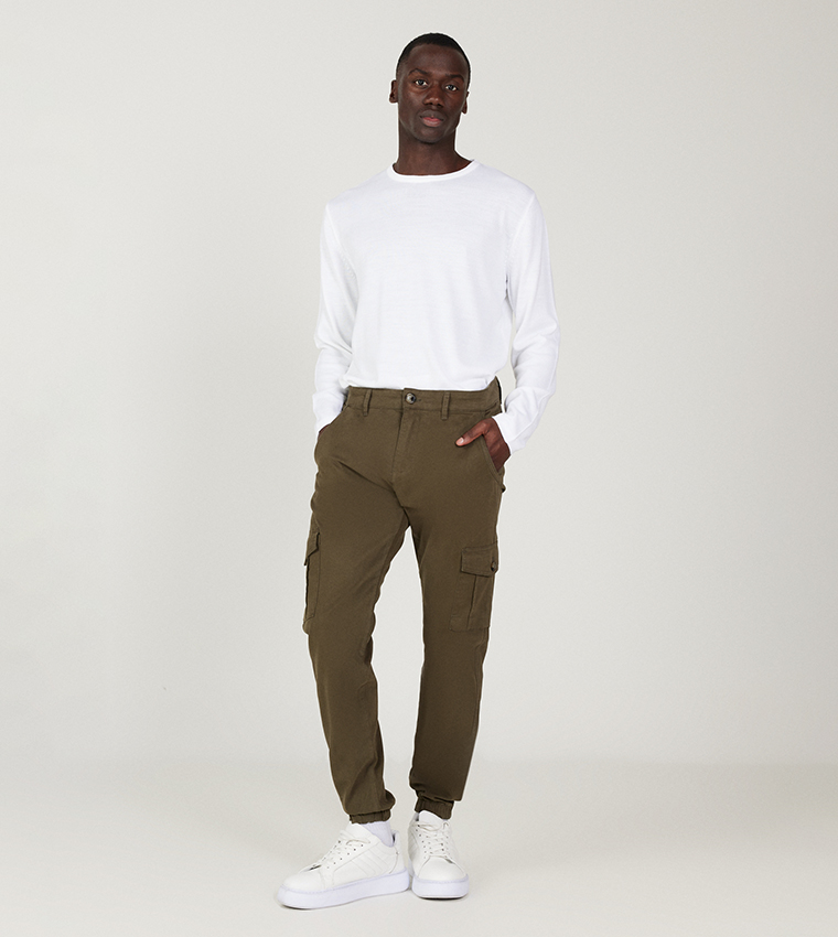 Mid Rise Slim Fit Cargo Joggers
