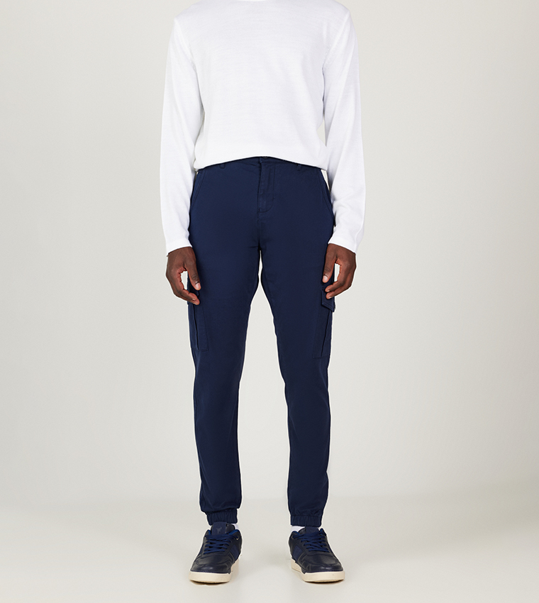 Buy ALTINYILDIZ CLASSICS Solid Slim Fit Cargo Joggers In NAVY BLUE 6thStreet UAE