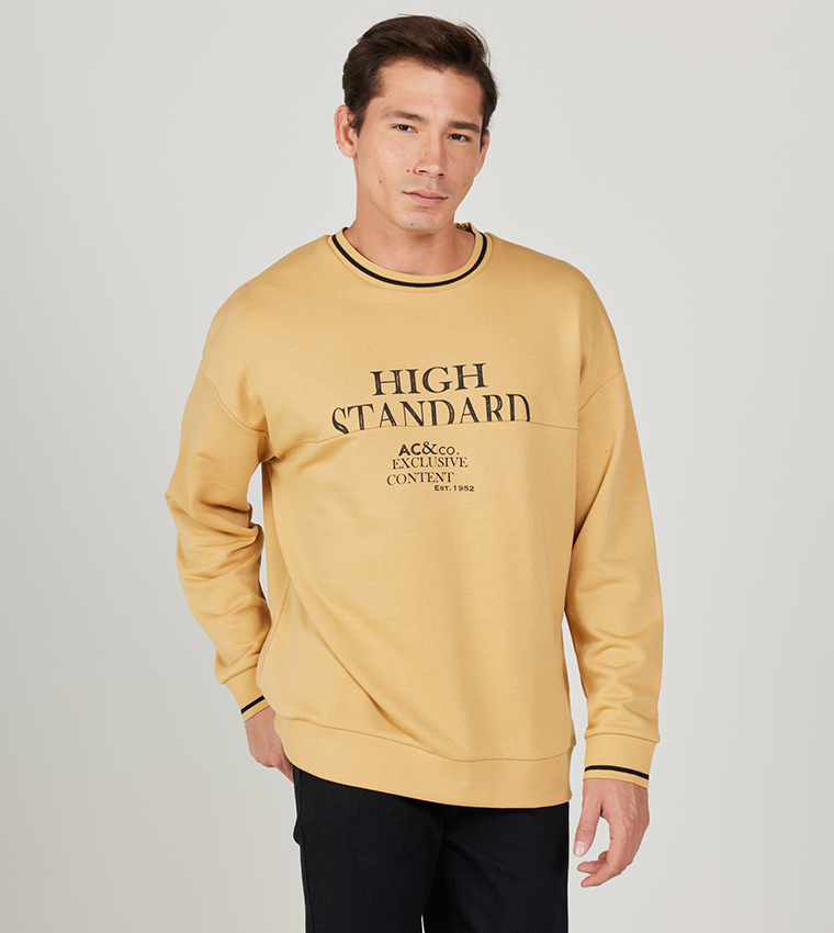 Buy ALTINYILDIZ CLASSICS Printed Crew Neck Sweatshirt In Mustard 6thStreet UAE