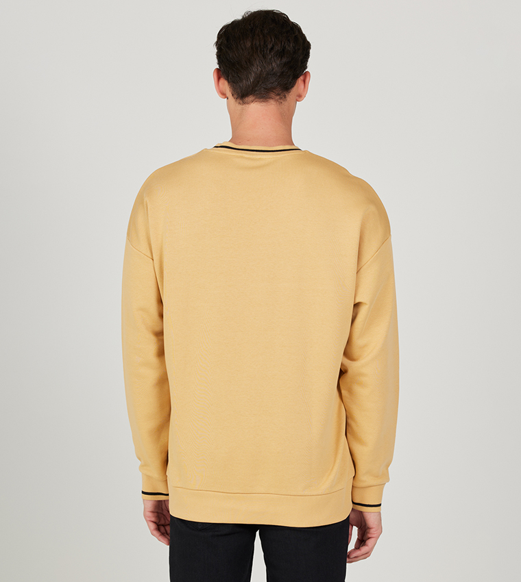 Mustard yellow crew neck sweatshirt on sale