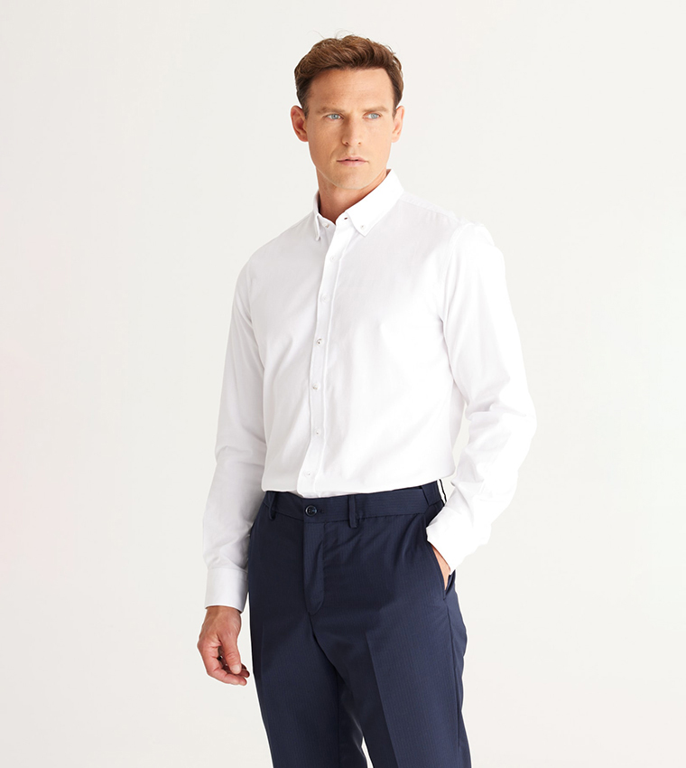 Mavezzano Modern Slim-Fit Long Sleeve White Dress Shirt main image 0