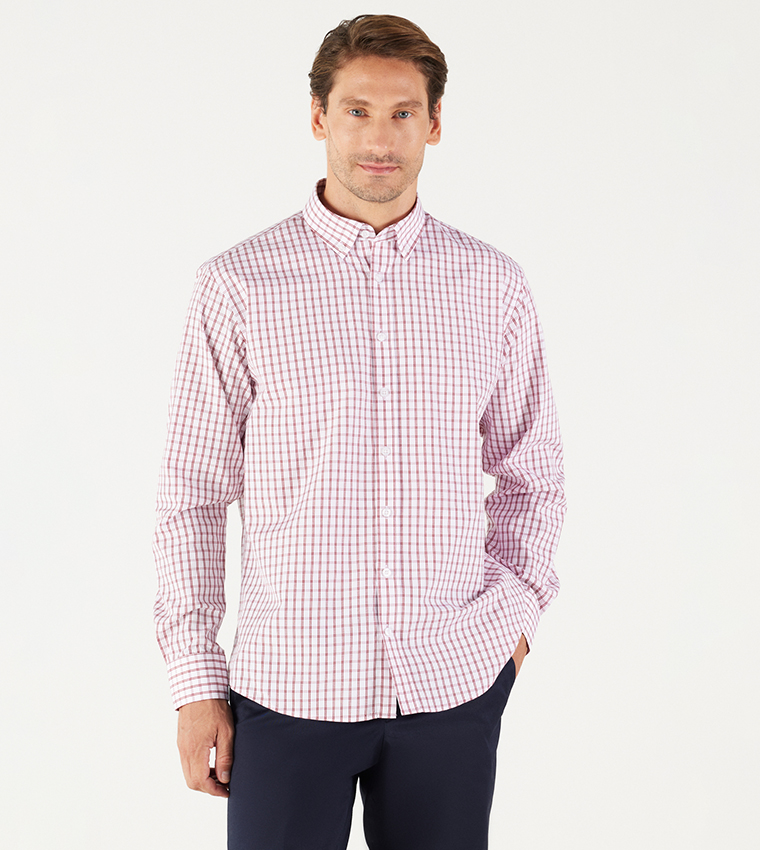 Checked Long Sleeves Cotton Shirt