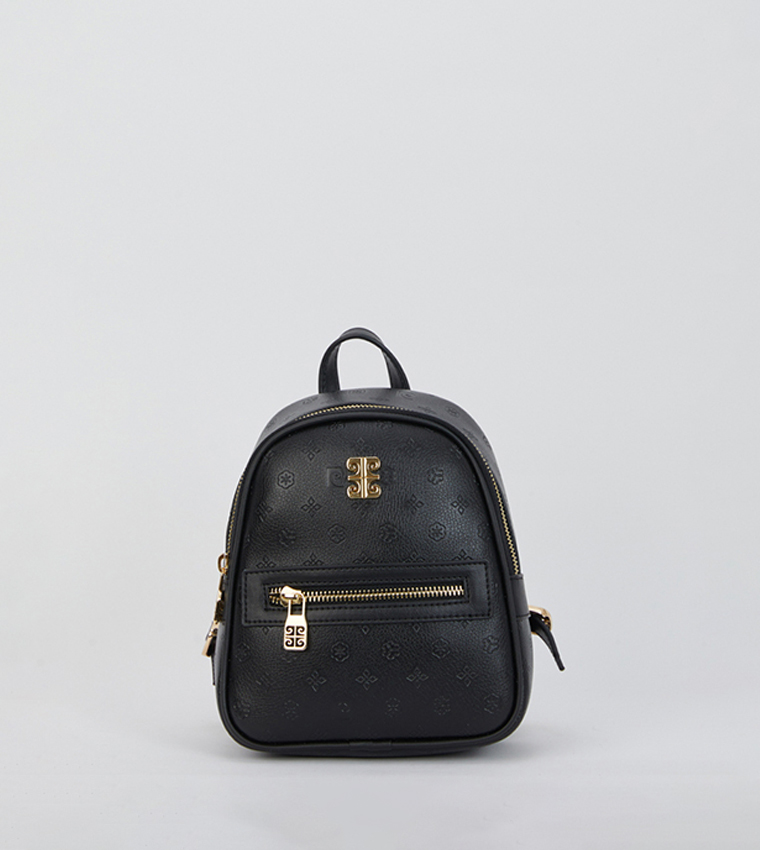 Buy Pierre Cardin Solid Zippered Mini Backpack In Black 6thStreet Bahrain