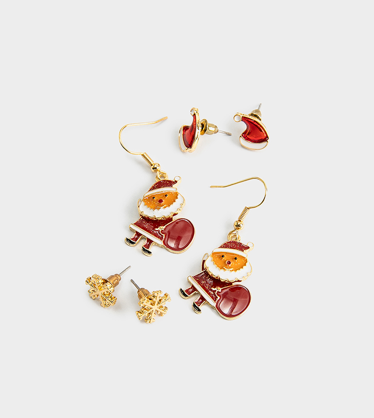 Buy Koton 3 Pack Christmas Themed Earrings In Red 6thStreet UAE