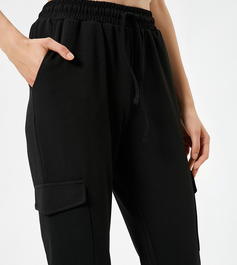 Buy Koton Drawstring Waist Cargo Jogger Pants In Black