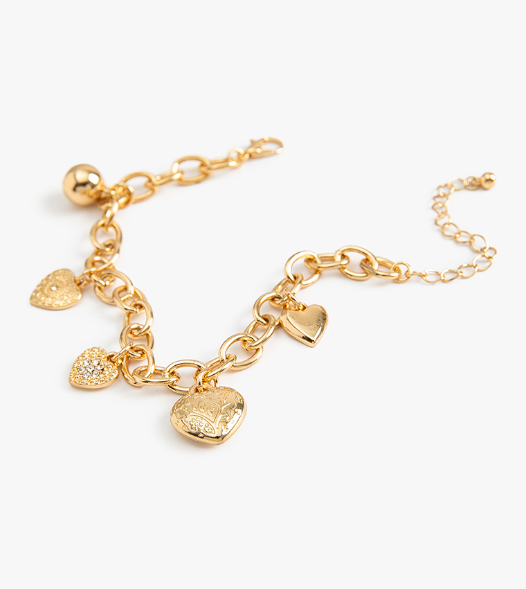 Buy Koton Gold Tone Heart Charm Bracelet In Gold 6thStreet UAE