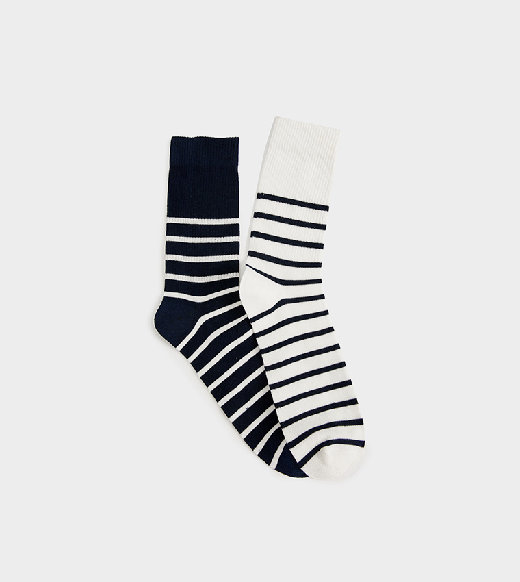 Buy Koton Pack Of 2 Striped Crew Socks In Multiple Colors | 6thStreet ...