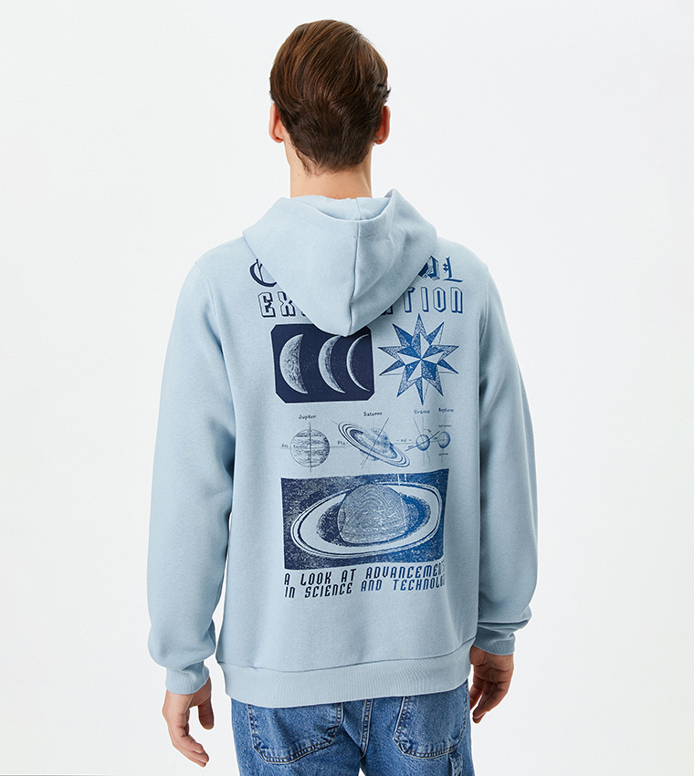 Space Themed Back Printed Relaxed Fit Hoodie