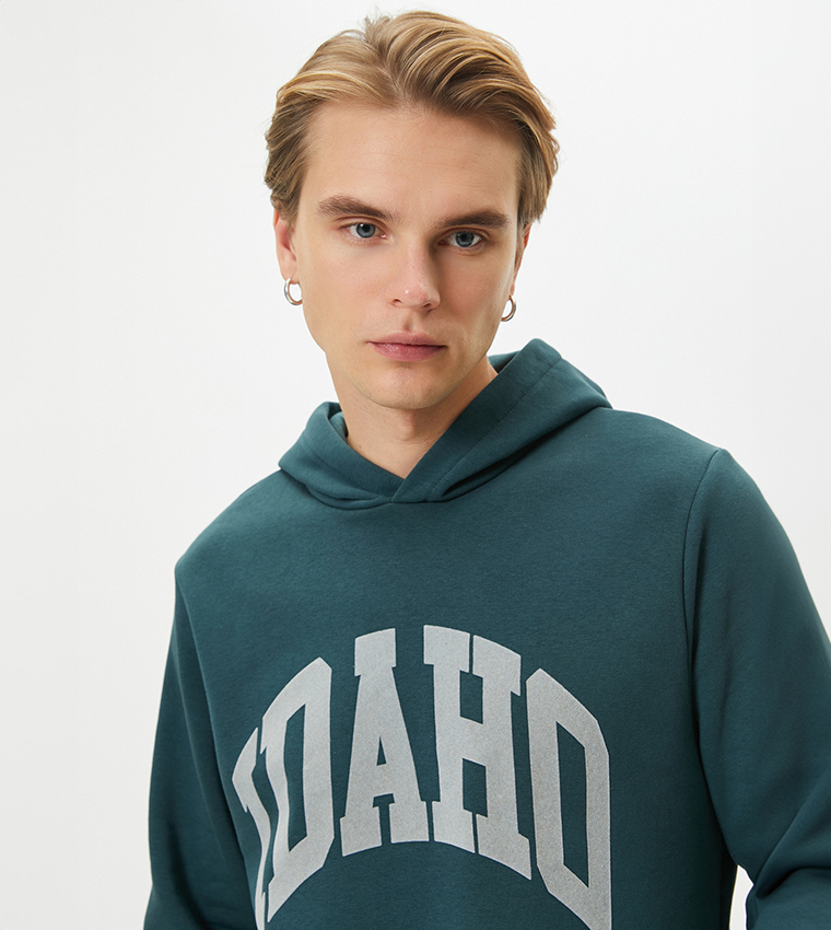 Typography Printed Long Sleeves Hoodie