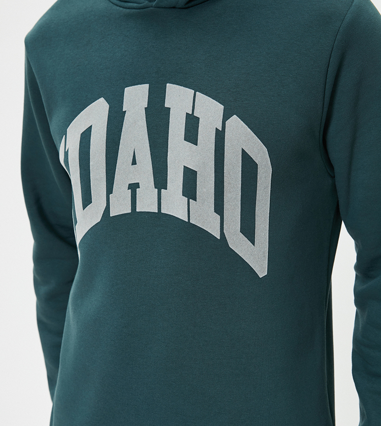 Typography Printed Long Sleeves Hoodie