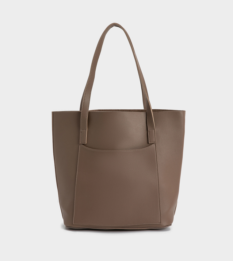 Buy Koton Faux Leather Tote Bag In Brown 6thStreet Saudi Arabia