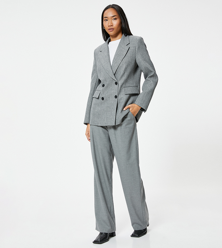 Solid Lapel Collar Blazer