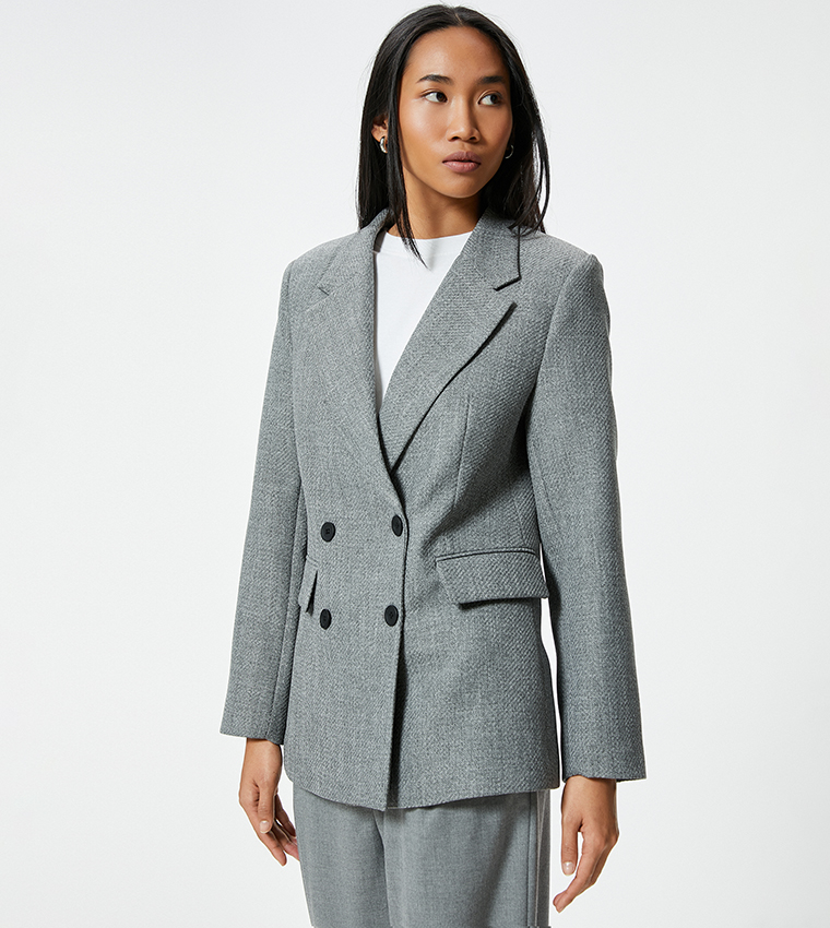 Solid Lapel Collar Blazer