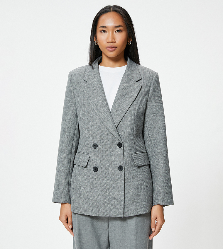 Solid Lapel Collar Blazer